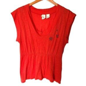Nick&Mo Sleeveless Bamboo Tee Orange Embroidery L